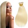 Evaxilc Straight Human Hair Bundles Capelli Umani Unprocessed #613 Light Blonde Color Brazilian Virgin Hair Weave 3 Bundles Total 300g For Women 16 18 20 Inch