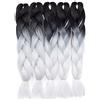 SEGO Treccine Extension Ombre Africane Treccia Finta Capelli Fibre Lunga 60cm Afro Braiding Hair Ombre Colorate Donna Bambina 500g, 5 Ciocche/Set, 26 Nero/Bianco