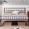 Yaheetech Struttura Letto Matrimoniale in Ferro Battuto a Doghe in Metallo 160 x 200 cm Testiera Semplice Nero