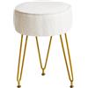 IBUYKE Poggiapiedi rotondo orsetto, sgabello per trucco, tavolino velluto, pouf, per soggiorno e camera da letto, bianco WBD009W