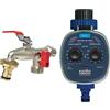 Aqua Control G6354 Premium Rubinetto da giardino a doppia uscita da 1/2 & quot & C4099O Programmatore d'irrigazione da giardino, per tutti i tipi di rubinetti, apertura a 0 bar. Vecchio C4099N