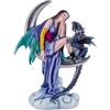 DRW Figura fata seduta sulla luna con un drago in resina dipinta a mano 19 cm