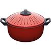 WORLD OF FLAVORS KitchenCraft World of Flavours Cuocipasta con Coperchio Scolapasta, Colore Rosso, 4 Litri