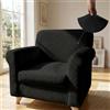 Italian Bed Linen PIU BELLO Copripoltrona Bielastico Elasticizzato con Braccioli Sagomati - Copri Poltrona 1 Posto Estensibile 70-110 cm, Salvapoltrona Antimacchia, Lavabile in Lavatrice, Tessuto Premium - NERO