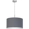 Eglo Pasteri - Lampadario a sospensione, in tessuto, per tavolo da pranzo, lampada soffitto metallo di colore argento con paralume grigio, attacco E27, diametro 38 cm