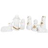 DRW Mistero Moderno Bianco e Oro 8 Pezzi di Ceramica Dipinto a Mano 11 cm