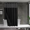 N&Y HOME Tenda da doccia a nido d'ape con fodera in tessuto a scatto e set di ganci, stile hotel, idrorepellente e lavabile, finestra superiore in rete, 180 x 183 cm, nera