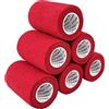 COMOmed non-stick pelle benda， coesiva elastica mediche ，autoadesive benda ，mani caviglie nastro elastico， autoadesivo salvapelle sport nastro bendaggio sportivo 7.5cmX4.5m (Rosso, 6 Rotoli)