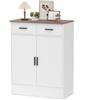 HOMCOM Credenza Moderna con Armadietto a 2 Ante e 2 Cassetti Bianco e Legno