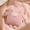 HENGBIRD Borsa Acqua Calda con Copertura, Borsa 1L Rosa con Design Maialino, 14 x 22 cm Borsa Morbida in Peluche per Pancia Schiena Gambe, per Bambini e Adulti a Casa in Inverno