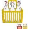 Set 6 bottiglie in vetro con cestello cestello - giallo