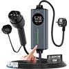 GONEO Cavo Ricarica Auto Elettrica Tipo 2 Schuko 16A 3,68kw monofase 5M | sensore di Temperatura e rilevamento Terra,Protezione CA 30mA + CC 6mA | Tempo e Corrente Regolabili,Caricatore Domestico VE