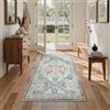 GENIMO Vintage Tappeto Salotto 80x150cm - Tappeto Passatoia Soggiorno Lavabile Antiscivolo, Resistente, Facile da Pulire, Boem Carpet Per Camera da Letto, Sala da Pranzo, Cucina - Vintage Verde Beige