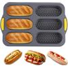 atrccs Padella in silicone con 6 cavità, antiaderente e resistente al calore, per pane fatto in casa, stampo in silicone per panini Hot Dog