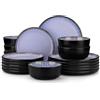 vancasso LOIRE Set Piatti 24 Pezzi per 6 Persone, Servizio Piatti Moderni in Gres - 6 Piatti Piani, 6 Piatti Dessert, 6 Piatti Fondi e 6 Ciotole Cereali - Smalto Reattivo Blu