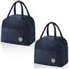 AMONENZ 2 Pezzi Blu Navy Borsetta Termica Piccola, Borse Pranzo Ufficio, Borse Termica Pranzo con Tasche Laterali, Dotato di Due Maniglie, per Ufficio, Scuola, Casa