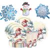 Doyomtoy 63 Pezzi Set di stoviglie per compleanno Frozen, festa sul ghiaccio, include tazze, tovaglioli, piatti, palloncini a forma di pupazzo di neve e fiocco di neve, perfetti per feste di compleanno, Natale