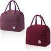 AMONENZ 2 Pezzi Borsetta Termica Piccola, Viola e Rosso Vino Borse Pranzo Ufficio Donna, Borse Termica Pranzo, con Tasche Laterali, per Ufficio, Scuola, Casa