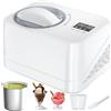 Acmeenjoy Gelatiera con Compressore 1L, Autorefrigerante Gelatiera per Gelato Professionale, Macchine Gelato con Ciotola Estraibile in Alluminio/Ricettario/Spatola/Tazze Graduate