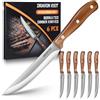 DRAGON RIOT Set Di 6 Coltelli Da Bistecca, Coltelli Da Carne Con Manico In Legno, Set Di Coltelli Da Tavola Con Confezione Regalo