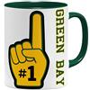 OM3 Number One #1 Green Bay - Tazza in ceramica, 11oz 325 ml, stampa su entrambi i lati, verde