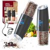 HOTUT Macina Sale e Pepe Elettrico, 2 Pezzi Macinapepe Elettrico, Ricaricabili USB, Macinatura Regolabile da Fine a Grossolano, Con Luce a LED, Macina Spezie Automatica per Cucina, Nero