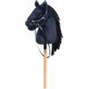 BEJOY Cavallo Giocattolo Hobby in Legno, Cavallo di Peluche da Cavalcare per Bambini, Sella e Frange, Ciglia Simulate, Blu Scuro