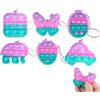 BQRKOTM Set di 6 mini portachiavi pop bolla fidget in silicone sensory toy mini pop pop push cintura popit portachiavi per adulti e bambini