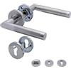 Generic Maniglia per porta APECS per porta di casa e porte interne, maniglia per porta in acciaio inox 304 opaco, finitura satinata con rosette rotonde, per WC | PZ | BB modello H-3214