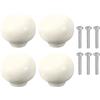 sourcing map Confezione da 4 pomelli rotondi in ceramica per armadietti, cassetti da 3,3 cm, con viti di montaggio, pomelli moderni per mobili da cucina, armadi, credenze, beige