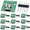 DAOKAI 10 Pezzi Mini USB Femmina a DIP Adattatore 2.54mm 5 Pin USB 2.0 Mini USB Presa a DIP Converter Breakout Board per Alimentatore Fai da Te con 50 Pin Header