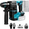 Agrdeed Martello perforatore a batteria compatibile con batteria Makita 18 V con 8 punte e guanti, 2,2 Joule, 1400 giri/min, 4200 bpm, per forare, trapano a martello, scalpello per mattoni, legno, acciaio,