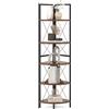 RELAX4LIFE Libreria Angolare 5 Ripiani, Scaffale Angolare Alto con Struttura in Metallo, Staffe a Forma di X, Scaffale per Piante, Mobile per Soggiorno, Ufficio (Marrone)