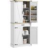 HOMCOM Armadio da cucina a buffet mobile portavivande, con 4 ante, 6 ripiani con ante, 1 cassetto e ripiani regolabili, multispazio, 76,5 x 40 x 181 cm, bianco
