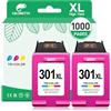 COLORETTO 301XL Cartucce d'Inchiostro Rimanufatturate Sostitutive per HP 301 XL, Compatibile con 1000 1510 1512 1514 2000 2512 2514 2540 2542 2543 2544 2545 2547 2548 2549 3000 3050 3050A 2 Colori
