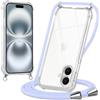 Oelrstfe Cover con Cordino per iPhone 17, Trasparente Silicone Custodia con Regolabile Collana Laccio Tracolla, Antigraffio Proteggere Case Corda per iPhone 17, Viola