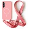 2NSPDRGNI Magnetica Cover con Collana Compatibile con Samsung Galaxy S23 Plus,Case con Laccio per Il Collo Custodia con Cordino,Pink