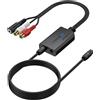 AUTOUTLET 192Khz Convertitore DAC,Adattatore da SPDIF Ottico a RCA e 3,5 mm con Cavo Ottico 1m, Convertitore Audio Digitale Analogico per HDTV Lettori DVD/Blu-ray Sky