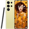 ULUCAN Smartphone S25 Ultra Premium 5G - 16 GB 1 TB, schermo HD 1440p da 7,3, doppia fotocamera da 108 MP e 72 MP, Snapdragon 8Gen 3, ricarica rapida da 8000 mAh, Android 14 sbloccato,Gold-1TB