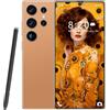 ULUCAN Smartphone S25 Ultra Premium 5G - 16 GB 1 TB, schermo HD 1440p da 7,3, doppia fotocamera da 108 MP e 72 MP, Snapdragon 8Gen 3, ricarica rapida da 8000 mAh, Android 14 sbloccato,Orange-1TB