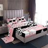 Loussiesd Set di lenzuola con stampa di mucca da latte rosa con stampa di mucca con tasca profonda lenzuolo con angoli per bambini ragazzi ragazze Cartoon Latte mucca Set di lenzuola geometriche Pliad animali