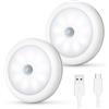 OQIMAX Luce Notturna LED Ricaricabile, Lampada a Sensore di Movimento con 3 Modalità di Illuminazione, ON/OFF/AUTO, Luce Armadio LED, Lampada LED Notturna per Bambini, Camera, Corridoio, Scale, 2PCS