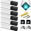 Chesbung Profilo in alluminio a LED, 6 x 1 m, a forma di U, profilo LED nero, con coperchio bianco latte per strisce LED (1-12 mm), con tappi terminali, clip di fissaggio in metallo e montaggio