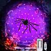 KEELYY Luci a ragnatela per Halloween, 8 modalità, 70 luci a LED, decorazione per Halloween, ragnatela, funzionamento USB con timer, luci a rete, decorazione per cortile, giardino, esterni, interni