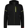 CMP - Giacca da uomo con cappuccio removibile in softshell ripstop, Nero, 54