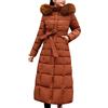 Generic Giacche invernali da donna cappotti caldi lunghi ispessiti da donna con cappuccio con cerniera giacca in cotone oversize giacca antivento imbottita con tasche tinta unita manica lunga giacca a vento
