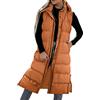 Generic Cappotto lungo imbottito senza maniche da donna, gilet imbottito, comodo cappotto senza maniche con cappuccio, gilet trapuntati in tinta unita con tasche gilet antivento all'aperto capispalla gilet