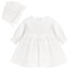 YFNVH 2 abiti da battesimo per bambine 9-12 mesi, abito da battesimo in pizzo bianco con cappello, vestito a maniche lunghe per baby shower, matrimoni, feste di compleanno