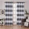 Exclusive Home Tende Surfside Cotone Cabana Stripe Finestra Tenda a Pannello Coppia, Black Pearl, 54 x 96