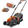 Fuxtec Tagliaerba Tosaerba a Batteria 2x20V (40V FX-E1RM20 Set con 2 batterie e Caricatore - Larghezza di Taglio di 33cm /Sacco raccoglierba 35L